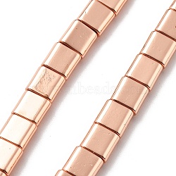 Synthetic Magnetic Hematite Beads Strands, 2-Hole, Rectangle, Rose Gold Plated, 5.5~6x6x3mm, Hole: 1.4mm, about 65pcs/strand, 16.14''(41cm)(G-M095-N01-01RG)