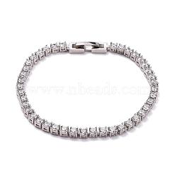 SHEGRACE 925 Sterling Silver Bracelets, with Grade AAA Cubic Zirconia, Clear, Platinum, 6-3/4 inch(17cm)(JB569A-02)