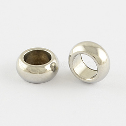 Tarnish Resistant 201 Stainless Steel Large Hole Rondelle Beads, Stainless Steel Color, 11x5mm, Hole: 7mm(STAS-Q175-02)