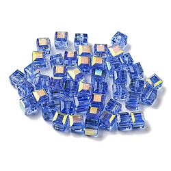 Electroplate Glass Beads, Faceted, Cube, Royal Blue, 5.5x5.5x5.5mm, Hole: 1.6mm , 100pcs/bag(EGLA-Z004-04A-08)