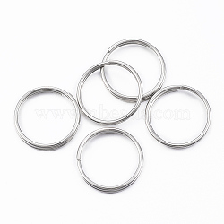 Tarnish Resistant 304 Stainless Steel Keychain Clasp Findings, Split Key Rings, Stainless Steel Color, 25x3mm, wire gauge: 1.5mm(J0RBB011)