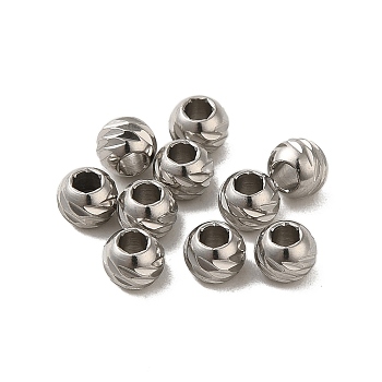304 Stainless Steel Beads, Round, Stainless Steel Color, 5x4mm, Hole: 2mm