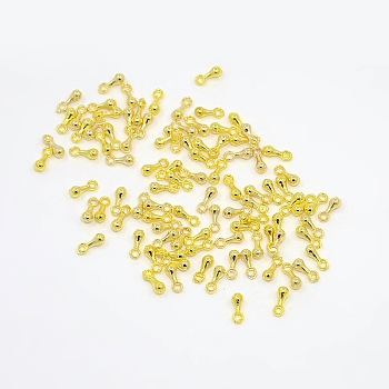 Alloy Charms, Chain Extender Drop, Teardrop, Golden, Size: about 7mm long, 2.5mm wide , hole: 1.2mm