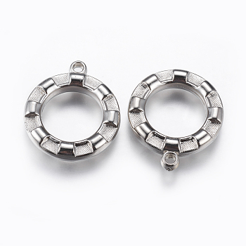 CCB Plastic Pendant, Ring, Platinum, 30x26x5mm, Hole: 2.5mm