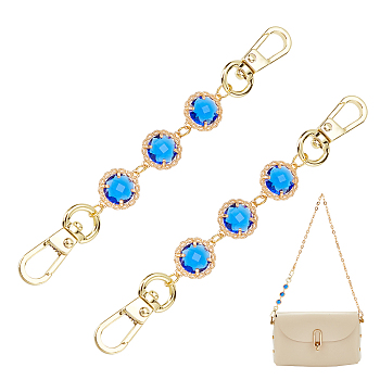 WADORN 2Pcs Glass Link Bag Handle Extenders, with Alloy Swivel Clasps, Purse Making Supplies, Marine Blue, 12.5cm