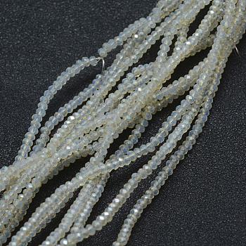 Electroplate Glass Beads Strands, Imitation Jade, Pearl Luster Plated, Faceted, Rondelle, WhiteSmoke, 2.5x1.5mm, Hole: 0.5mm, about 197~201pcs/strand, 12.9 inch(33cm)