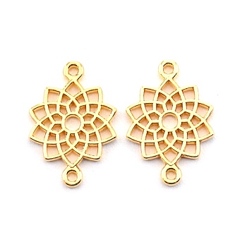 Baroque Style Zinc Alloy Connector Charms, Cadmium Free & Lead Free, Lotus, Light Gold, 20x14x1.4mm, Hole: 1.2mm