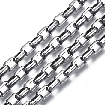 Unwelded Iron Box Chains, Venetian Chains, with Spool, Gunmetal, 11.7x7.5x3.6mm, about 32.8 Feet(10m)/roll
