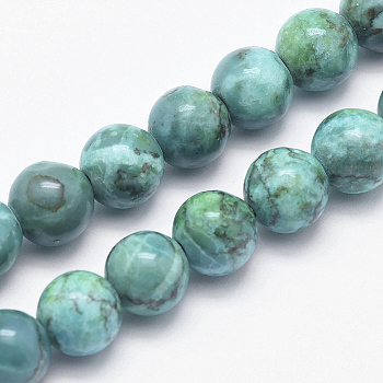 Natural Marble Beads Strands, Round, Dyed & Heated, Dark Cyan, 6mm, Hole: 1mm, about 62pcs/strand, 15 inch(38cm)