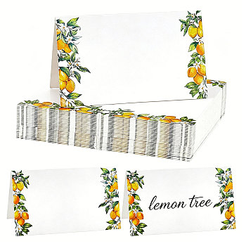 50Pcs Folding Lemon Print Paper Greeting Cards, Rectangle, Colorful, 8.9x5.3x0.1cm