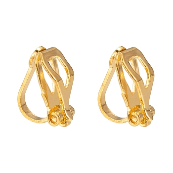 Brass Clip-on Earring Findings for Non-Pierced Ears, Golden, about 6mm wide, 13mm long, 8mm thick