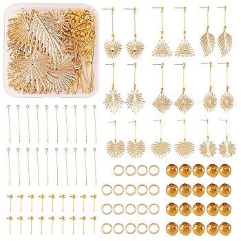DIY Dangle Stud Earring Making Kit, Including Iron Pendants & Spacer Beads, Brass Ball Post Ear Studs, 304 Stainless Steel Jump Rings & Eye Pin, Golden & Light Gold, Pendant: 18pcs/box