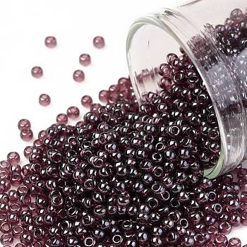 TOHO Round Seed Beads, Japanese Seed Beads, (115) Transparent Luster Amethyst, 11/0, 2.2mm, Hole: 0.8mm, about 1110pcs/bottle, 10g/bottle