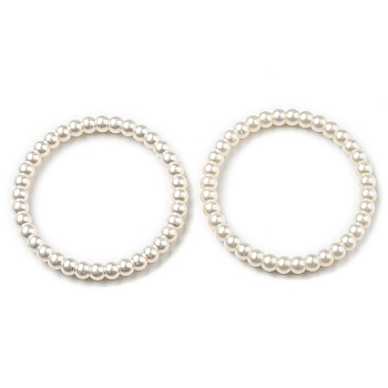 ABS Imitation Pearl Connector Charms, Ring Links, White, 48x5mm