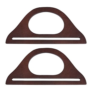 D-shape Wooden Bag Handles, for Bag Replacement Accessories, Coconut Brown, 11.9x25.1x0.85cm, Inner Diameter: 7.1x11.2cm & 21.3x0.8cm