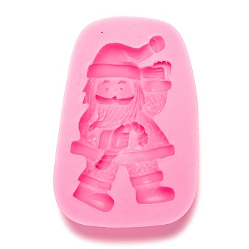 Santa Claus Fondant Molds, Food Grade Silicone Molds, For DIY Cake Decoration, Chocolate, Candy, UV Resin & Epoxy Resin Craft Making, Hot Pink, 75x52x16mm, Inner Diameter: 65x37mm