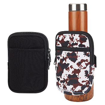 2Pcs 2 Style Polyester Wallets, Water Bottle Carrier, with Iron Zipper, Neoprene with Nylon Water Bottle Carrier 40oz, Rectangle, Mixed Color, 14~15x10.5~12x1.7~2.25cm, 1pc/style