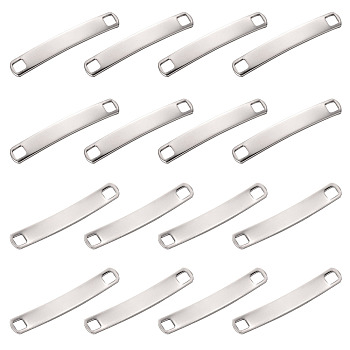 304 Stainless Steel Links Connectors, Rectangle, Stainless Steel Color, 33.5x5x1mm, Hole: 3x3mm, 60pcs/box
