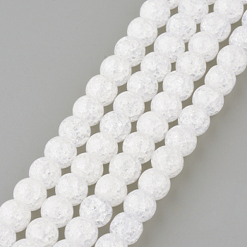 Synthetic Crackle Quartz Beads Strands, Round, Clear, 4mm, Hole: 0.8mm, about 100pcs/strand, 15.7 inch