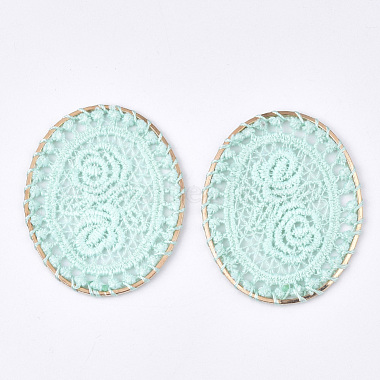 Light Gold PaleTurquoise Oval Polyester Big Pendants