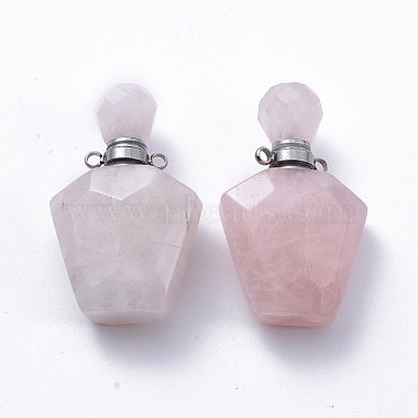 Faceted Natural Rose Quartz Openable Perfume Bottle Pendants(G-E564-09B-P)-2