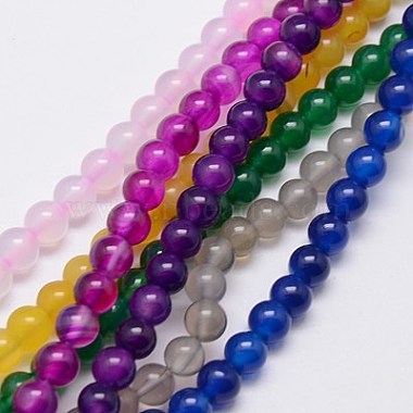 6mm Mixed Color Round Natural Agate Beads