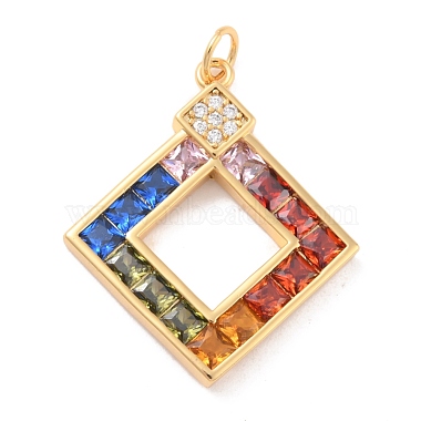 Eco-Friendly Brass Micro Pave Cubic Zirconia and Glass with Enamel Pendants(KK-K268-30G)-2