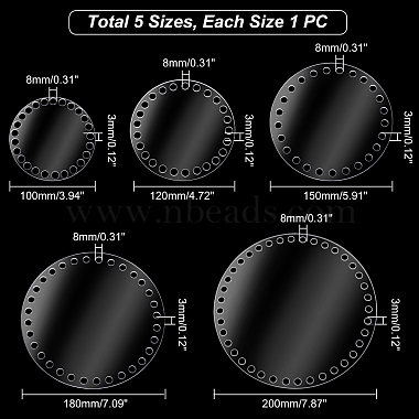 pandahall エリート 5 個 5 スタイルの透明アクリルかぎ針編みバスケット ベース(DIY-PH0009-20)-5