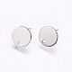 Flat Plate 201 Stainless Steel Stud Earring Findings(STAS-I095-04P-B)-1