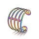 Rainbow Color Ion Plating(IP) 304 Stainless Steel Chunky Open Cuff Ring for Women(RJEW-A005-35MC)-2