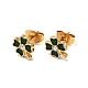 Enamel Clover with Crystal Rhinestone Stud Earrings with 316 Surgical Stainless Steel Pins(EJEW-A081-12G-02)-1
