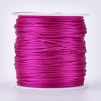 Round Nylon Satin Rattail Cord, for Bracelet Jewelry Making Chinese Knotting Macrame Craft, Medium Violet Red, 1.5mm, about 50yards/roll.(NWIR-WH0009-15A-03)