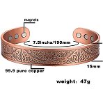 Tree of Life Pattern Alloy Magnetic Cuff Bangles for Men, Red Copper, 7-1/2x5/8 inch(19x1.5cm)(FS-WG37AAB-01)