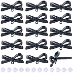 Painted Alloy Stud Earrings Findings, Bowknot, with Loop and Plastic Ear Nuts, Black, 11.5x25mm, Hole: 1.4mm, Pin: 0.7mm, 24pcs(FIND-SC0016-78)