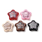 Printed Opaque Acrylic Beads, Sweet Tartan Star, Mixed Color, 23.5x25.5x10mm, Hole: 3.5mm(AC-CBAC57E-01)