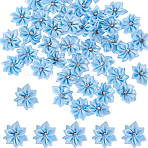 Polyester Rhinestones Flower for Ornament Appliques DIY Wedding, Cornflower Blue, 28~30x10mm(FIND-WH20001-76A)
