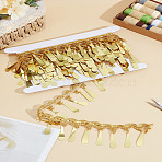 5 Yards Polyester Ribbons with Teardrop Tassel, Costume Accessories, Curtain Decoration, with 1Pc Cardboard Display Card, Gold, 2-1/4 inch(56mm)(OCOR-LP0003-06)