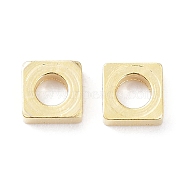 304 Stainless Steel Beads, Square, Real 24K Gold Plated, 4x4x1mm, Hole: 2mm(STAS-P327-11G)