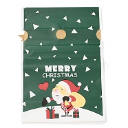 Christmas Santa Claus Plastic Packing Pouches Drawstring Bags, Rectangle, Green, 17.5x12x0.01cm(ABAG-Q053-03E)