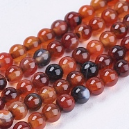 Natural Agate Bead Strands, Dyed, Round, Natural Agate, 4~5mm, Hole: 1mm, about 93~95pcs/strand, 14.9~15.3 inch(X-G-R173-4mm-05)
