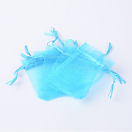 Organza Gift Bags with Drawstring, Jewelry Pouches, Wedding Party Christmas Favor Gift Bags, Deep Sky Blue, 40x30cm(OP-R016-30x40cm-17)