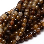 Dyed Natural Agate Round Beads Strands, Camel, 8mm, Hole: 1mm, about 48pcs/strand, 14.9 inch(G-E321B-8mm-01)