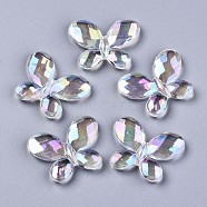 Transparent Acrylic Beads, AB Color, Butterfly, Faceted, Clear AB, 23x29x4mm, Hole: 1.6mm(PACR-N010-014)