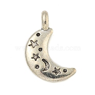 Tibetan style Alloy Pendants, Antique Silver, Moon, 18.5x12x2mm, Hole: 2mm(FIND-Z058-01AS-05)