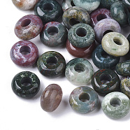 Natural Indian Agate European Beads, Large Hole Beads, Rondelle, 10x4.5mm, Hole: 4mm(G-Q503-03)