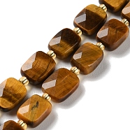 Natural Tiger Eye Beads Strands, Faceted, Rectangle, 10x8x4.5mm, Hole: 1mm, about 31pcs/strand, 15.35''(39cm)(G-H061-A08-01)