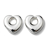 304 Stainless Steel Charms, Heart Charm, 925 Sterling Silver Plated, 12x12x3mm, Hole: 4mm(STAS-N097-152S)