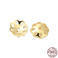 925 Sterling Silver Bead Caps, 8-Petal, Flower, Real 18K Gold Plated, 6x6x1.5mm, Hole: 0.9mm, about 140pcs/10g(STER-F055-06G)