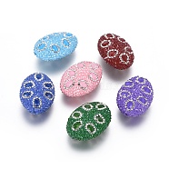 Cubic Zirconia Beads, with Cat Eye, Oval, Mixed Color, 35.5~37x25.5~26.5x13~14.5mm, Hole: 1.4mm(RB-K075-O)