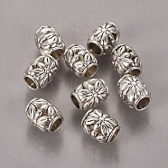 Tibetan Style Alloy Beads, Lead Free & Cadmium Free, Barrel, Antique Silver, about 8.5mm in diameter, 10.5mm thick, hole: 4.5mm(X-LF0855Y)